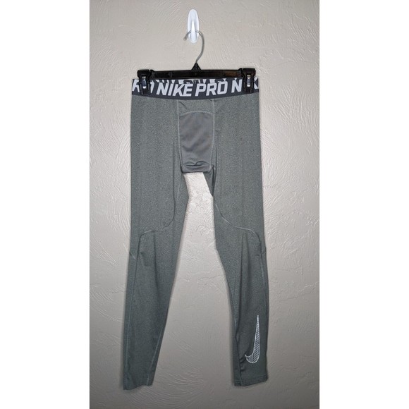 Nike Pro Boys Large Gray Dri-Fit Training Tights 858229 - Picture 1 of 7